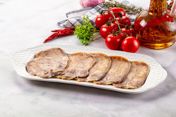Boiled beef tomgue slices appetizer