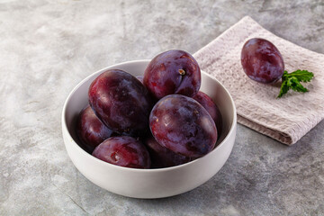 Ripe sweet fresh juicy plums