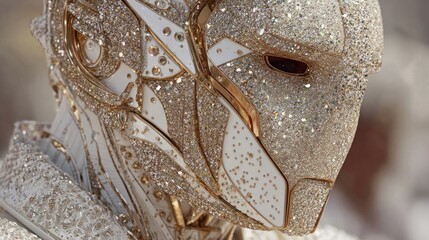 Luxury glittering mask design close up
