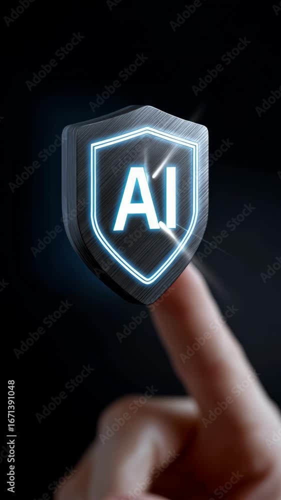 Aufkleber digital shield glowing ai emblem symbolizing security and innovation in technology, representing fut
