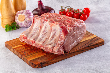 Raw pork loin with bone