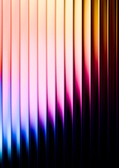 Abstract design featuring blue, pink and yellow shapes creating gradient lines on a black background. Modern digital design asset