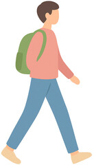 Man Walking with Backpack Illustration