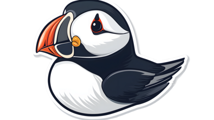 Puffin portrait sticker puffin head mascot logo illustration isolated on transparent background