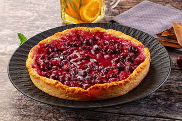 Tasty homemade pie with cherry