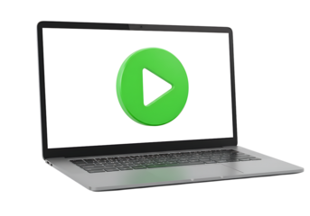 Laptop with green screen showing computer virus alert sign