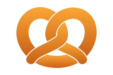 Pretzel, bretzel or also brezel symbol, the silhouette of a baked dough, commonly shaped into a knot. Traditional shape with distinctive symmetrical form with ends intertwined to form a pretzel bow.