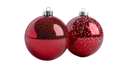 Red Christmas balls clipart isolated on transparent background