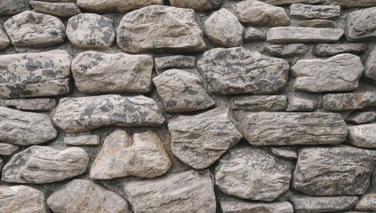 Irregular Stone Wall Texture. A Detailed CloseUp of Weathered Rock Formations.