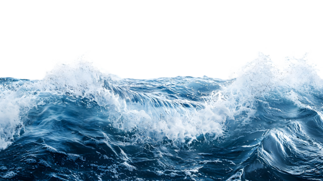 Sea water surface cut out isolated on transparent background