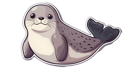 Seal portrait sticker seal mascot logo illustration isolated on transparent background