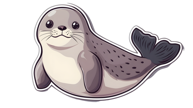Seal portrait sticker seal mascot logo illustration isolated on transparent background