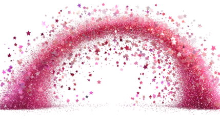 Shimmering pink sparkle arch with stars isolated on transparent background