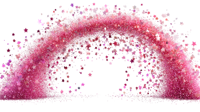 Shimmering pink sparkle arch with stars isolated on transparent background - Powered by Adobe