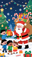 santa claus and reindeer