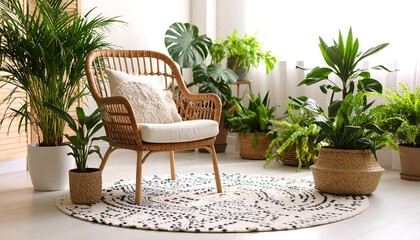 Obraz premium Room Decor Chair amidst potted plants