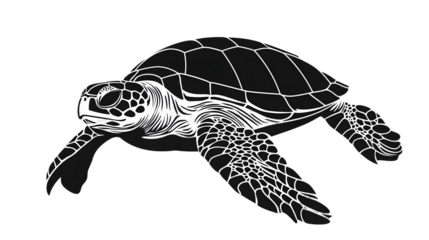 Swimming sea turtle icon sea animal black symbol underwater animals isolated on transparent background