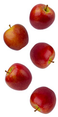 red apples, floating on white background