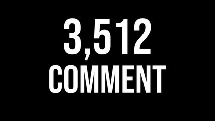 Animated Counter Quickly Increasing Comments from 0 to 7000 comment with white ink drops on a black background
