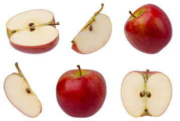 fresh red apples isolated on white background
