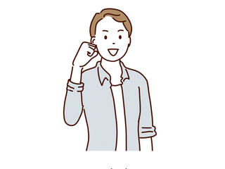 ガッツポーズで喜びを表す男性