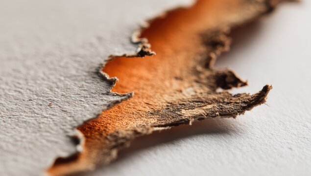 Close-up of torn, layered paper with contrasting colors