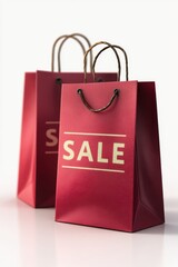 Red shopping bags with sale text symbolizing discounts and retail promotions