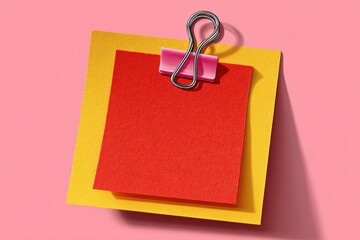 Colorful sticky notes with a binder clip on a vibrant background