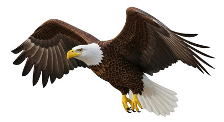 Isolated Bald Eagle Flying with Open Wings