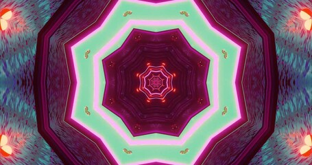AI-generated vibrant purple kaleidoscope with glowing red edges and fractal symmetry - Powered by Adobe