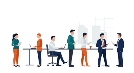 Business professionals working in modern office environment