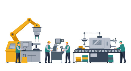 Modern manufacturing process with robotic automation in factory setting