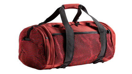 Fitness bag featuring breathable mesh sides, background isolated on a Transparent background, PNG file.