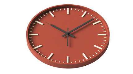 Flat design 3D office wall clock, modern and clean, isolated on a Transparent background, PNG file.