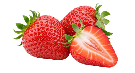 Isolated Three strawberries