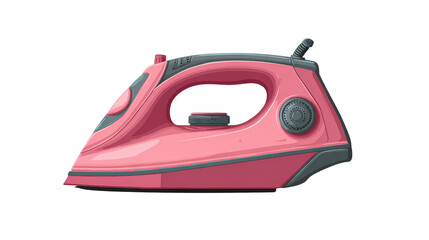 Flat design modern steam iron cleanly from top view isolated on a Transparent background, PNG file.