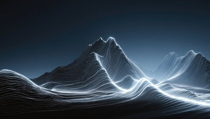 Abstract digital mountain range, glowing lines