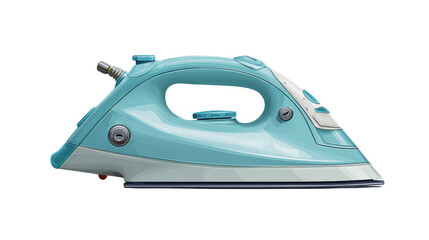 Flat design modern steam iron cleanly from top view isolated on a Transparent background, PNG file.