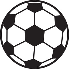 A simple, clean graphic of a classic black and white soccer ball.