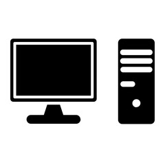 Desktop computer with monitor and tower unit, a graphic representation of modern technology and digital devices for work and entertainment