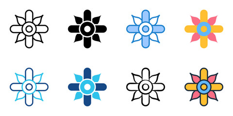 Flower icon set multiple style collection 
