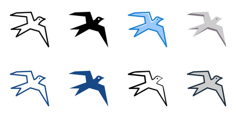 Bird icon set multiple style collection 
