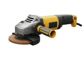 Isolated angle grinder, a power tool used in various cutting and grinding applications indoors