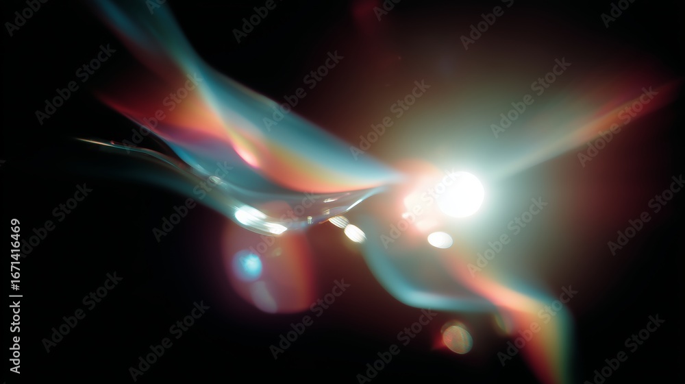 Aufkleber abstract light patterns and reflections create a captivating display in darkness with a glowing orb