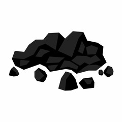 A pile of black coal on a white background. A lump of energy material from nature.
