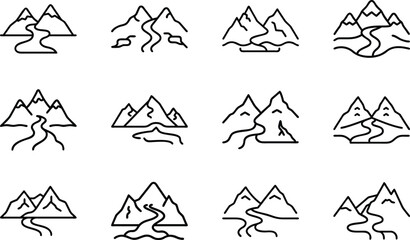 Fototapeta premium Bundle A Mountain Range With A River Flowing Through It 