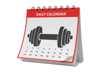 Isolated Daily Calendar with Dumbbell, Gym Workout Reminder on Date, Strength Training Day