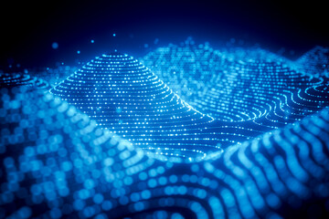 Abstract 3D digital wave with glowing data streaming connections