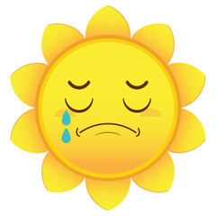 sun crying face cartoon cute