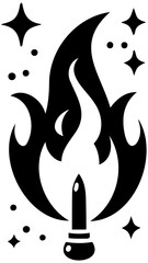 Dynamic torch flame with sparkling stars igniting inspiration and passion